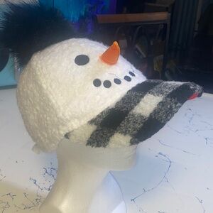 Holiday Time Snowman Hat - White, Black, and Orange